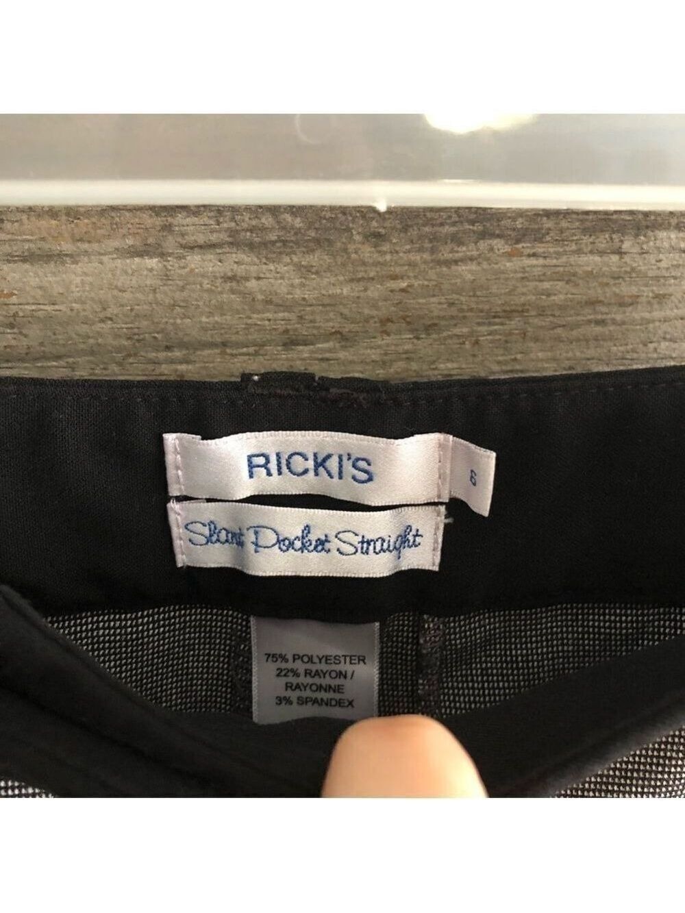 ricki's Size 6 Black/White Straight Leg Slant Pocket Pants - Picture 5 of 5